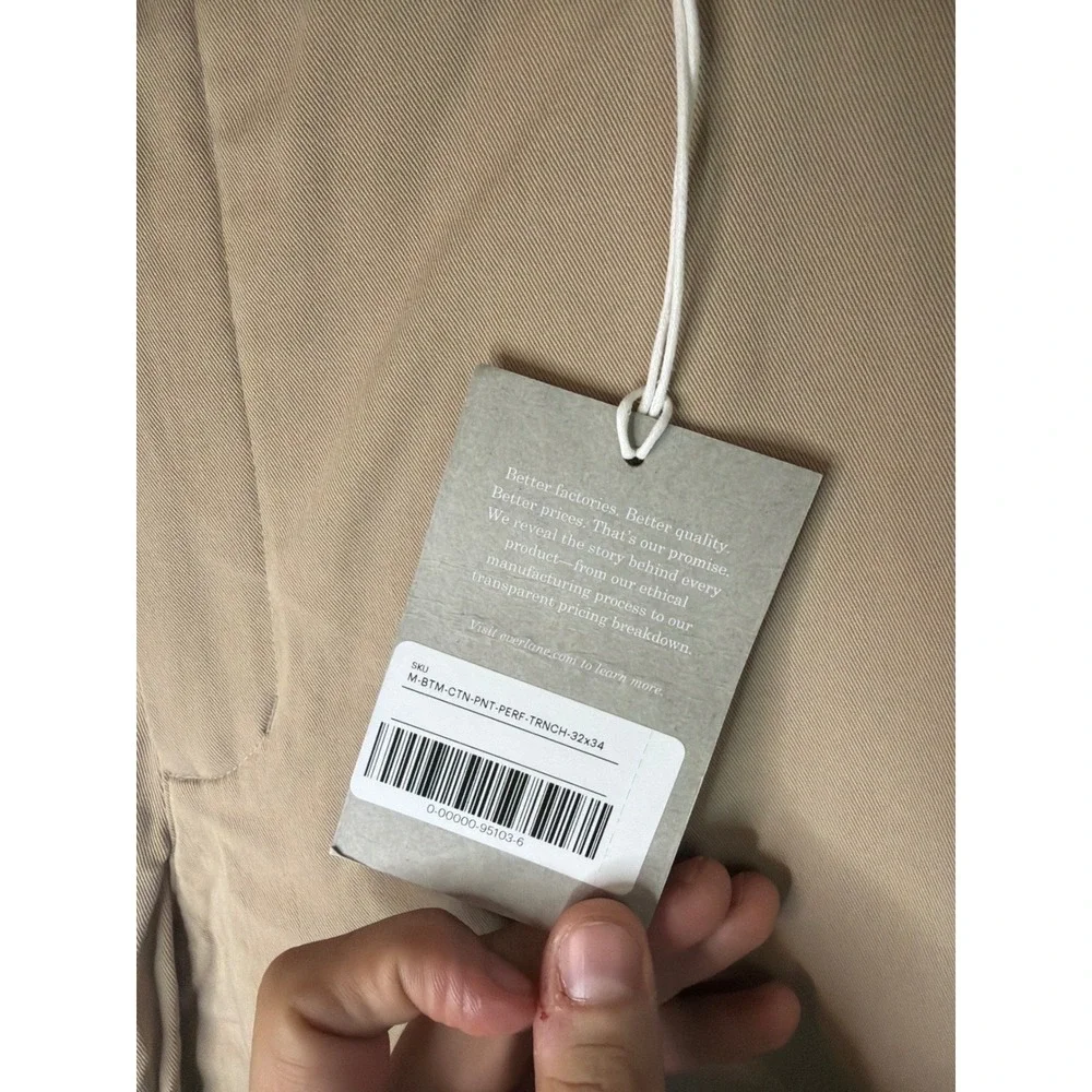 Everlane‎ Uniform Slim Fit Chinos Mens 32x34 Tan Cotton Blend Pants NWT